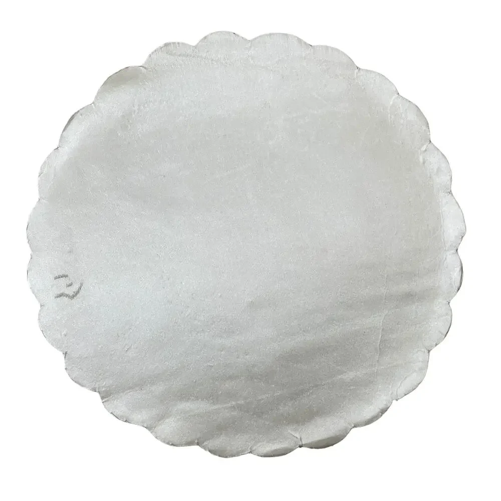 Tiramisu Hand Glass Beaded Placemat Charger Round Scalloped Edge Blue Cream NEW